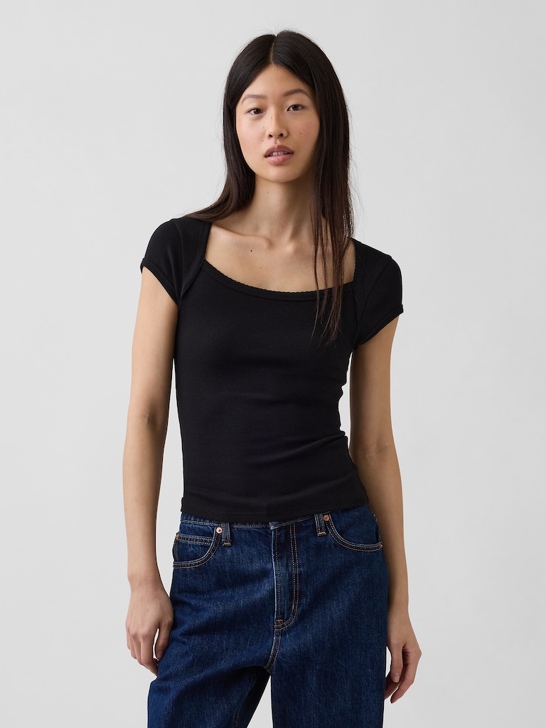 Modern Square-Neck Crop T-Shirt