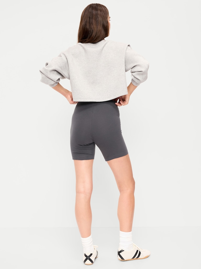 High-Waisted Jersey Biker Shorts -- 6-inch inseam