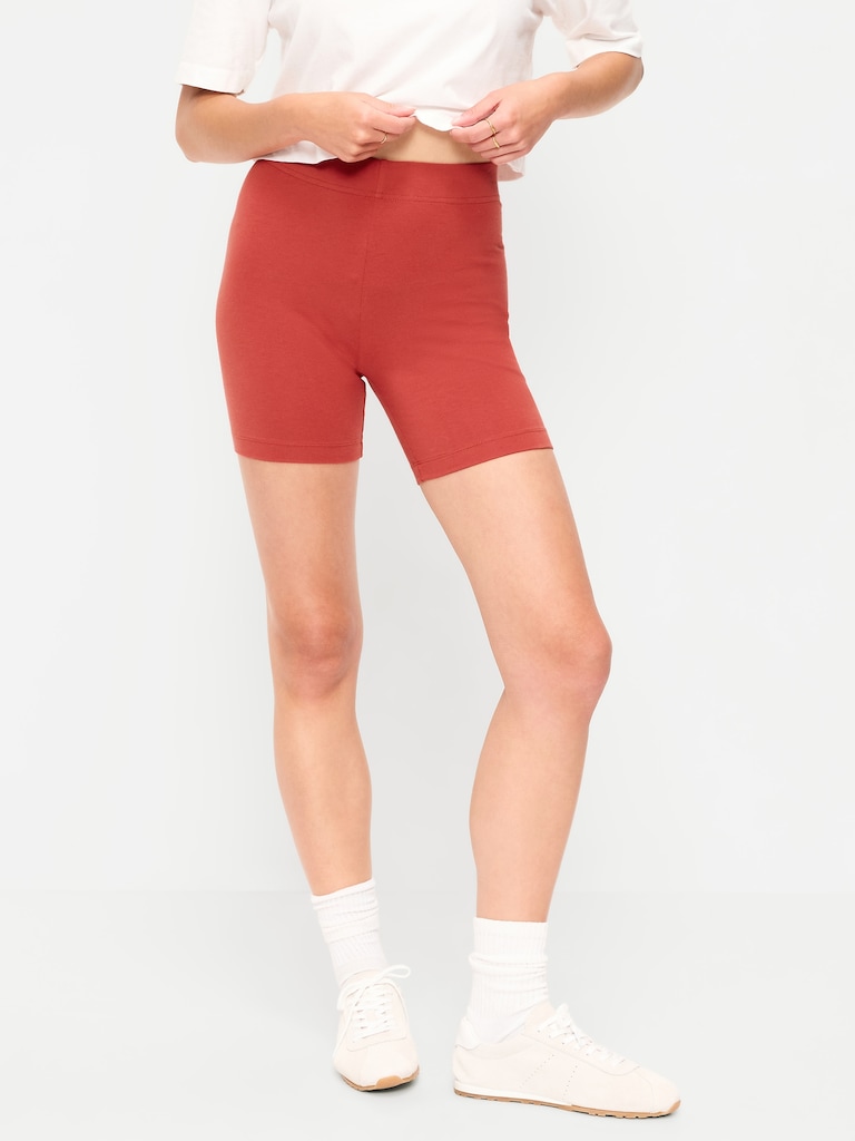 High-Waisted Jersey Biker Shorts -- 6-inch inseam
