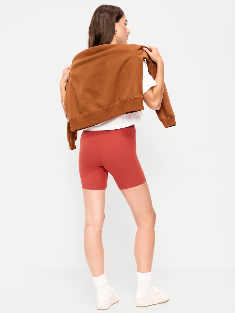 High-Waisted Jersey Biker Shorts -- 6-inch inseam