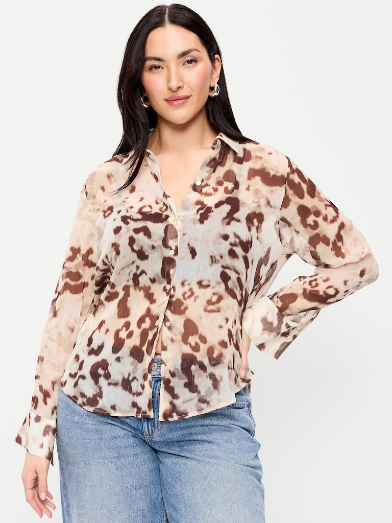 Chiffon Button-Down Shirt
