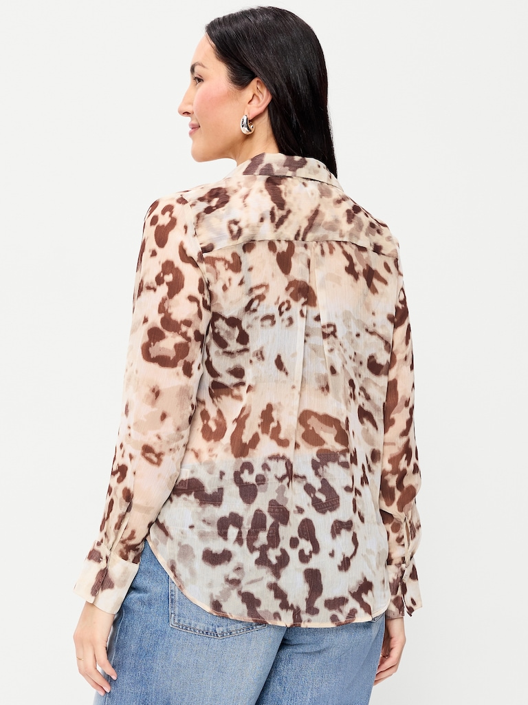 Chiffon Button-Down Shirt