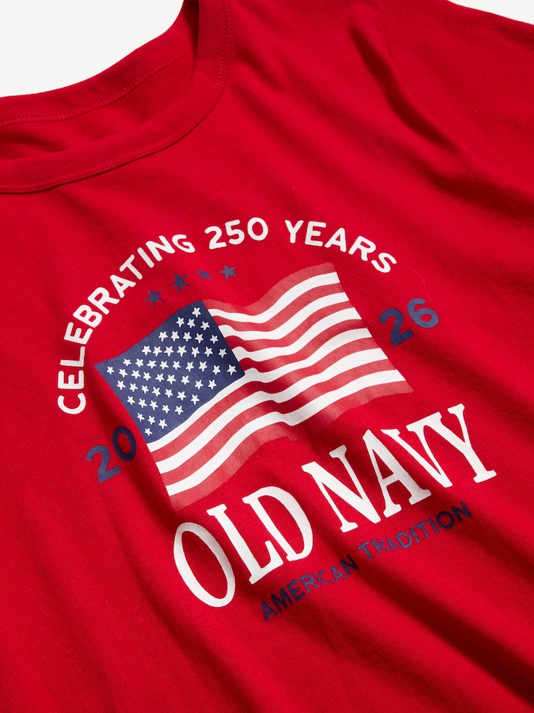 Crew-Neck Flag Graphic T-Shirt