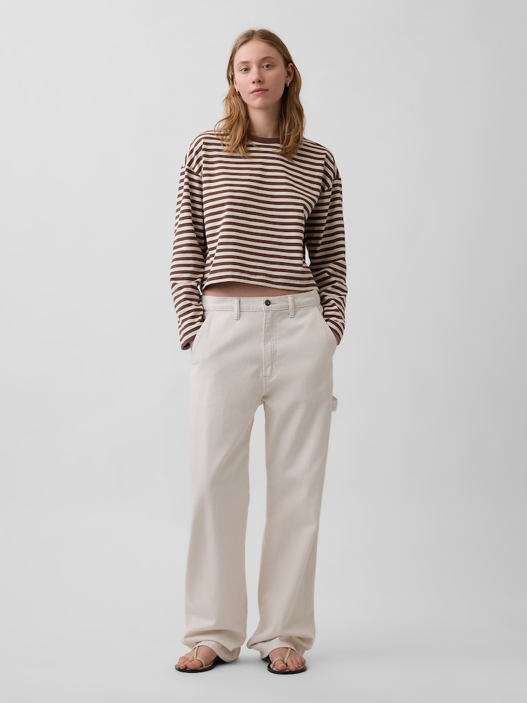 Knit Oversized Crop T-Shirt