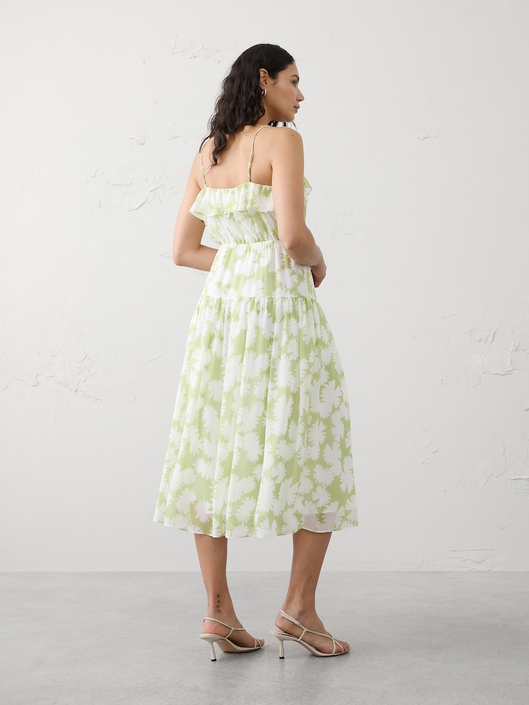 Chiffon Ruffle Midi Dress