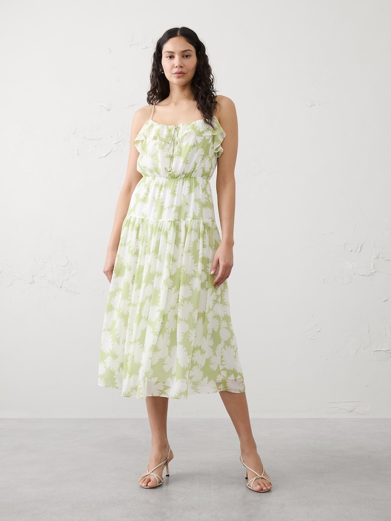 Chiffon Ruffle Midi Dress