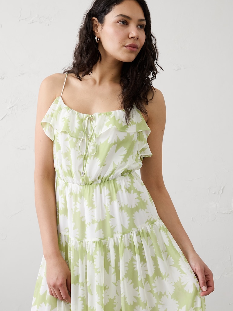 Chiffon Ruffle Midi Dress