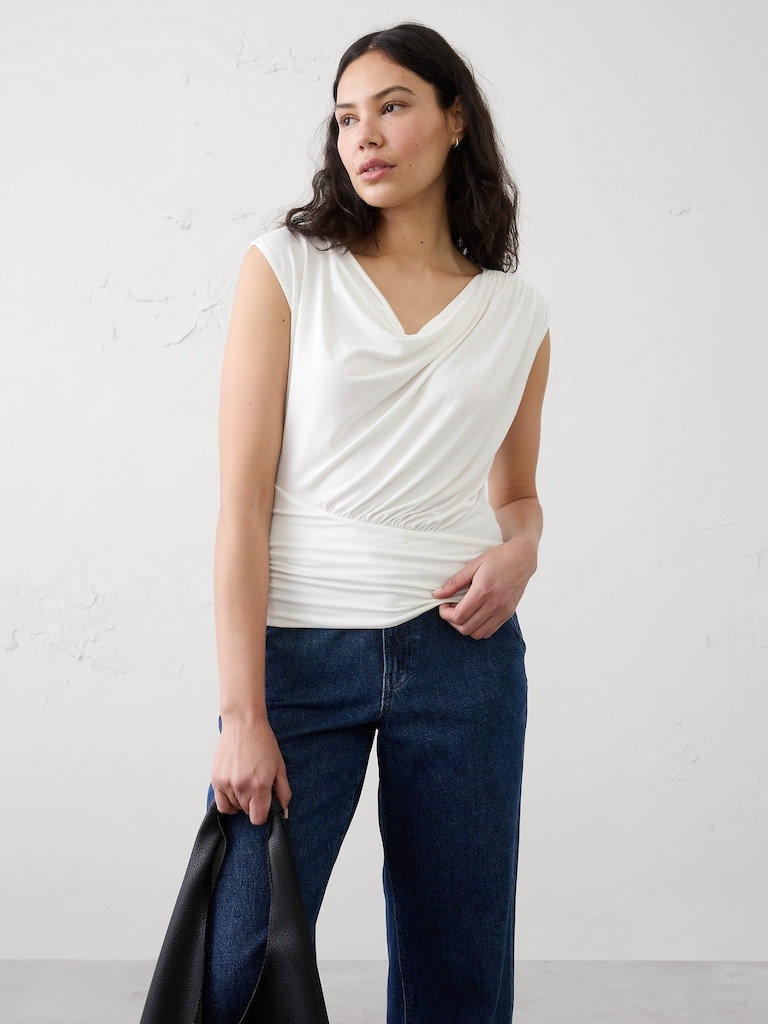 Jersey Draped Asymmetrical Top