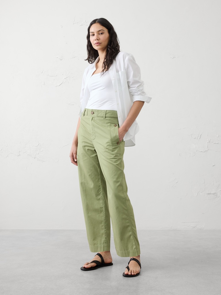 Straight High-Rise Utility Twill Pant