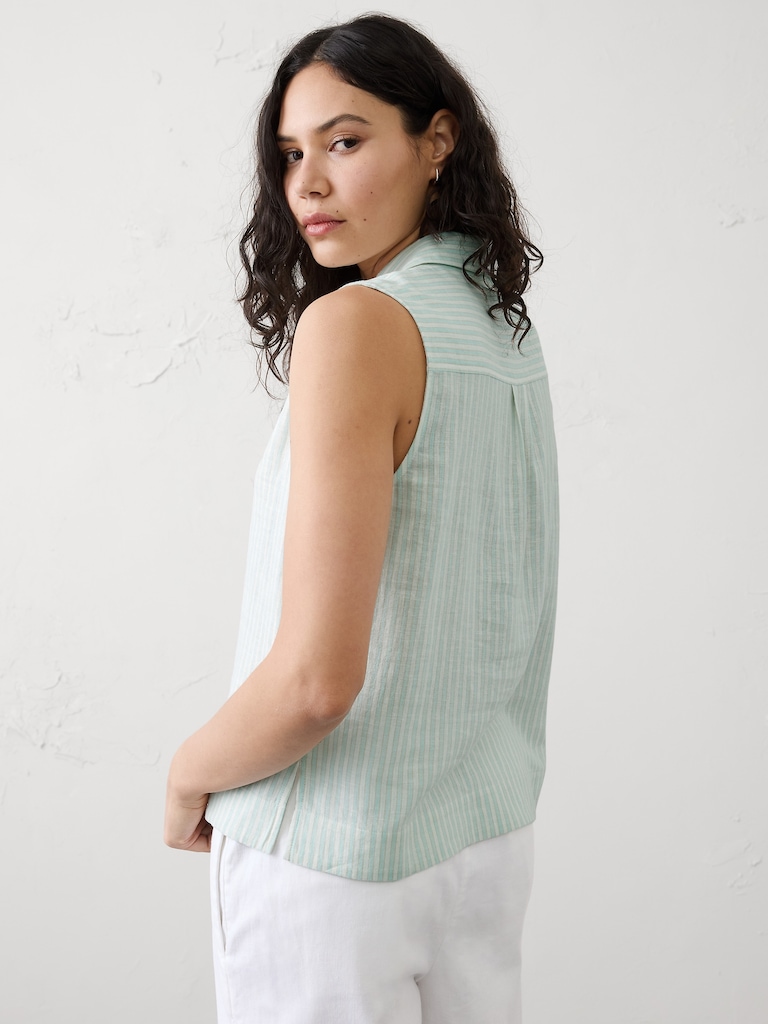 Linen-Blend Popover Top