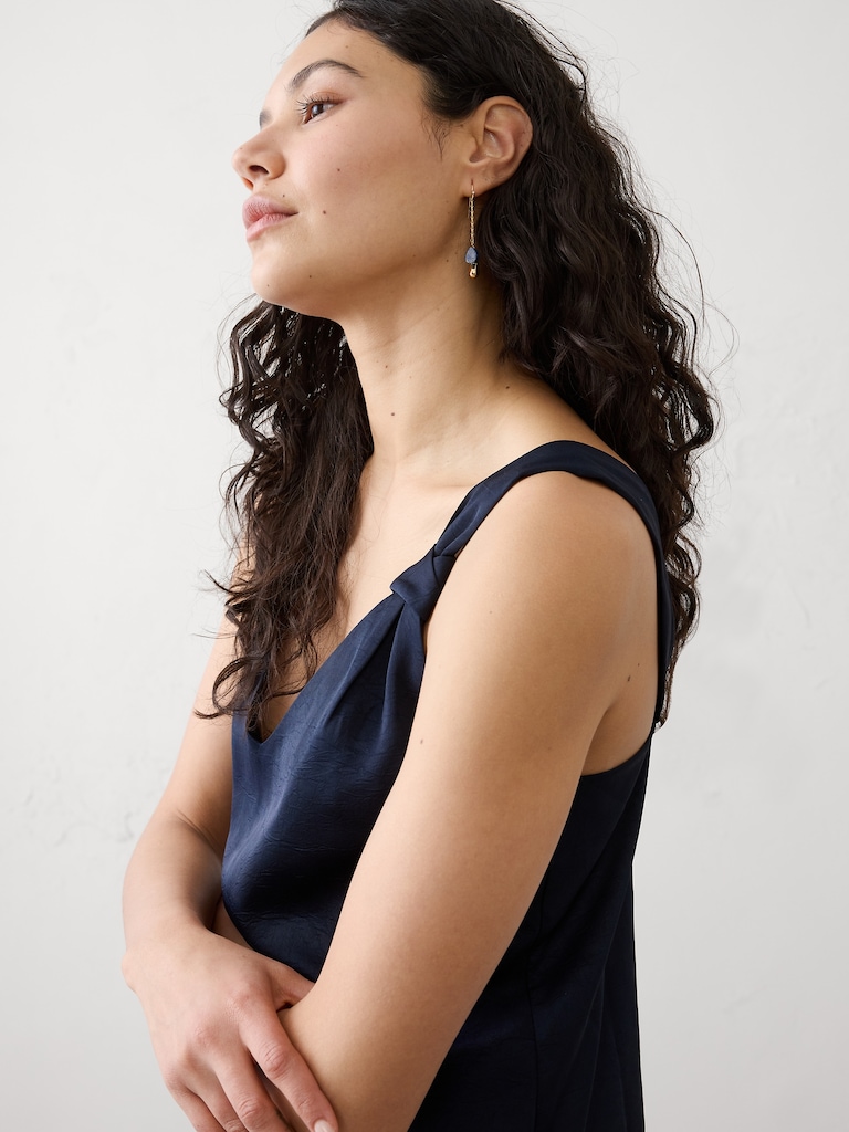 Layered Lapis Bean Delicate Drop Earrings