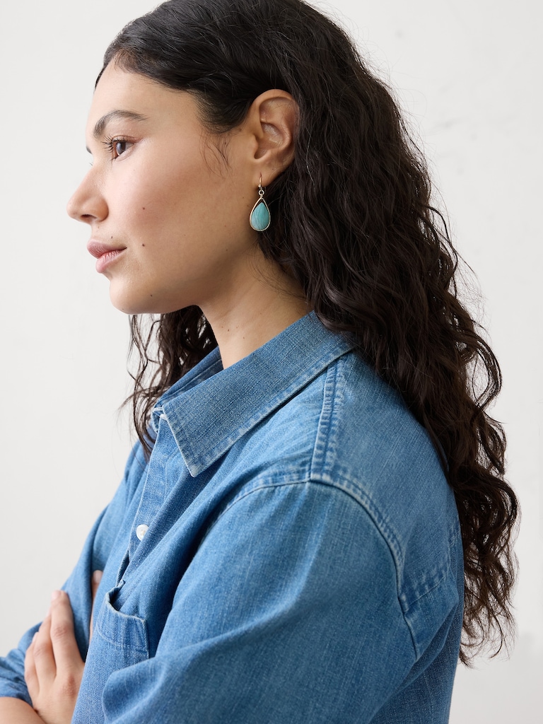Teardrop Faceted Stone Drop Earrings