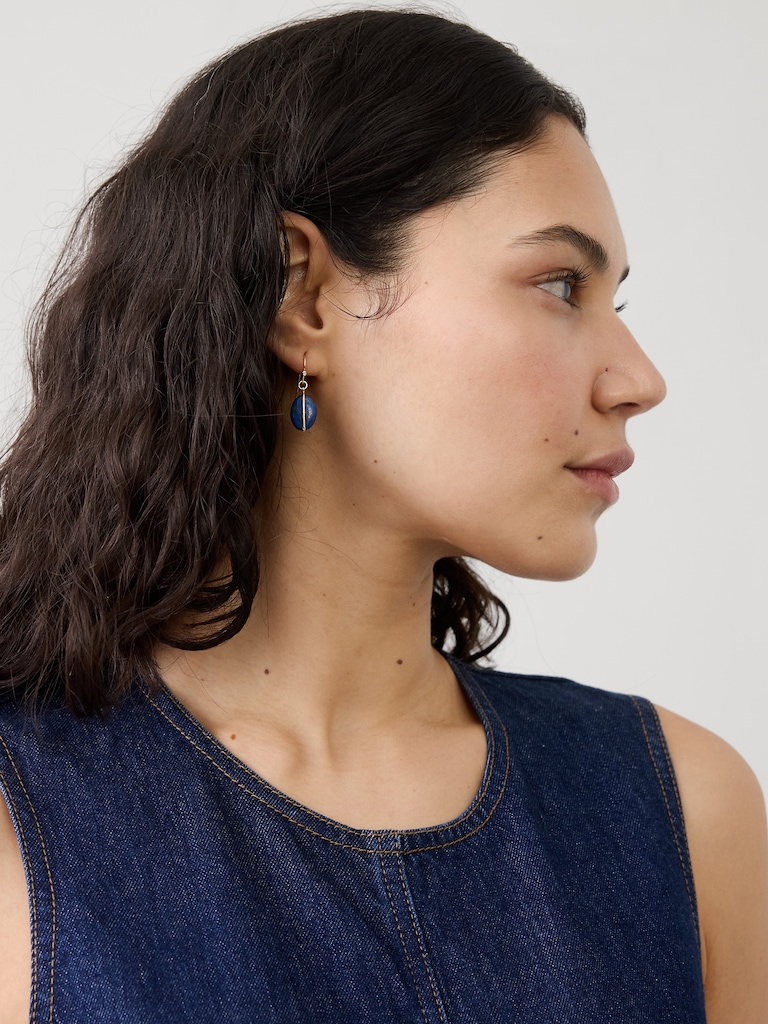 Lapis Bar Drop Earrings