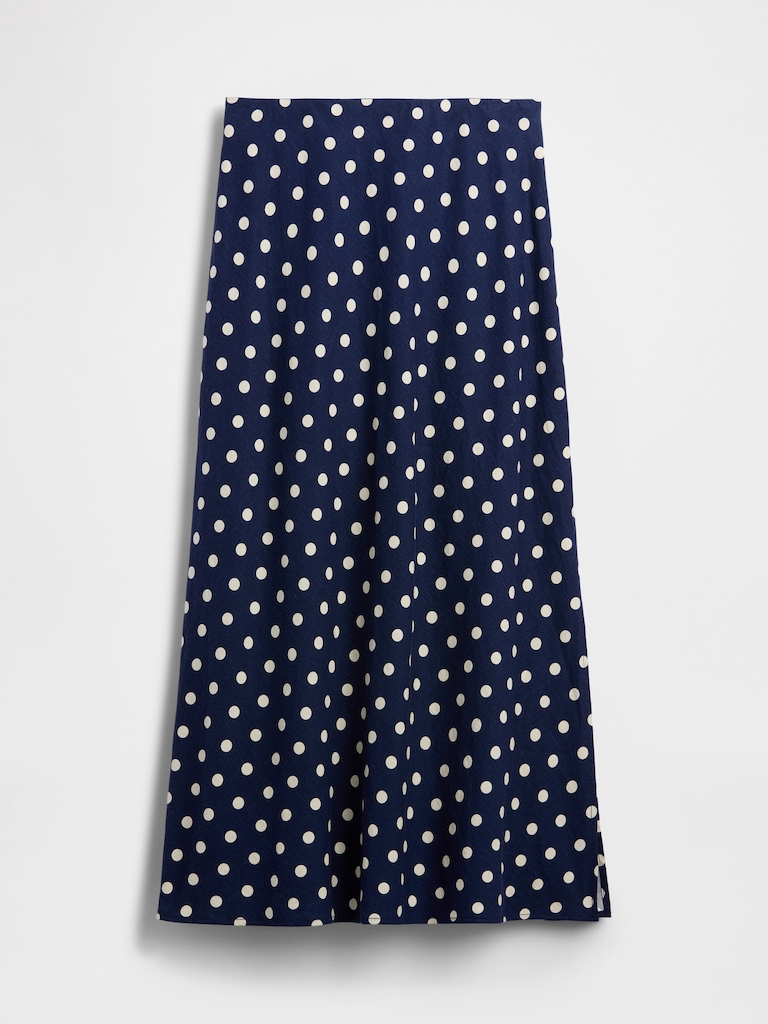 Linen-Blend Maxi Slip Skirt