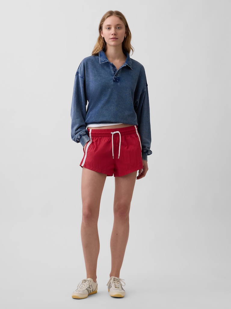 French Terry Oversized Polo Sweatshirt