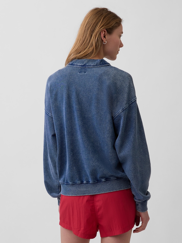 French Terry Oversized Polo Sweatshirt