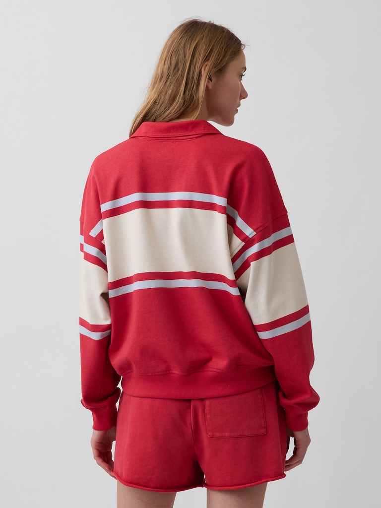 French Terry Oversized Polo Sweatshirt