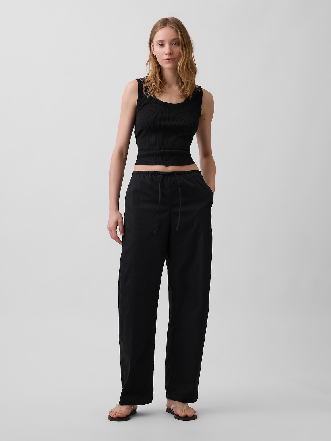Poplin Easy Barrel Pants
