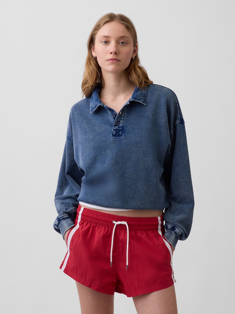 French Terry Oversized Polo Sweatshirt