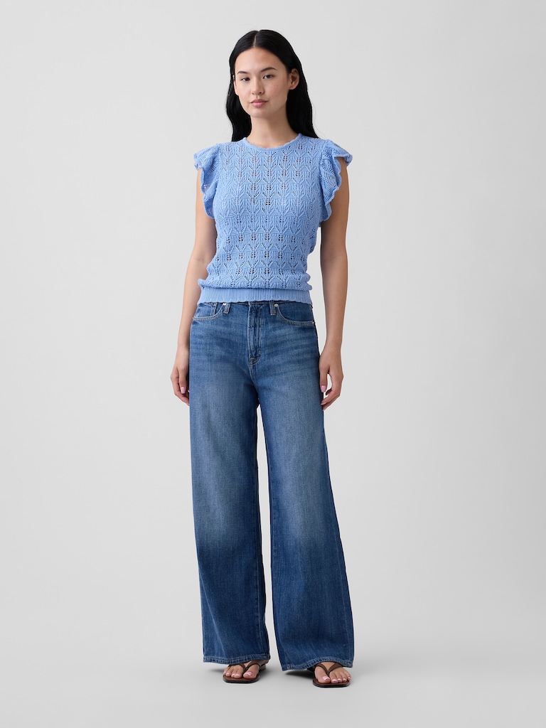 Crochet Flutter Sleeve Top