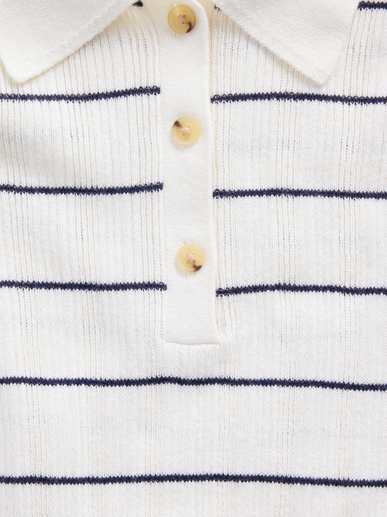 Ribbed Sweater Polo Shirt