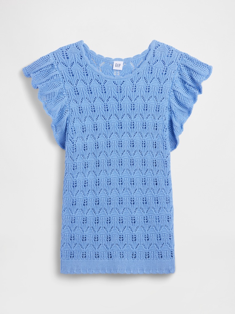 Crochet Flutter Sleeve Top