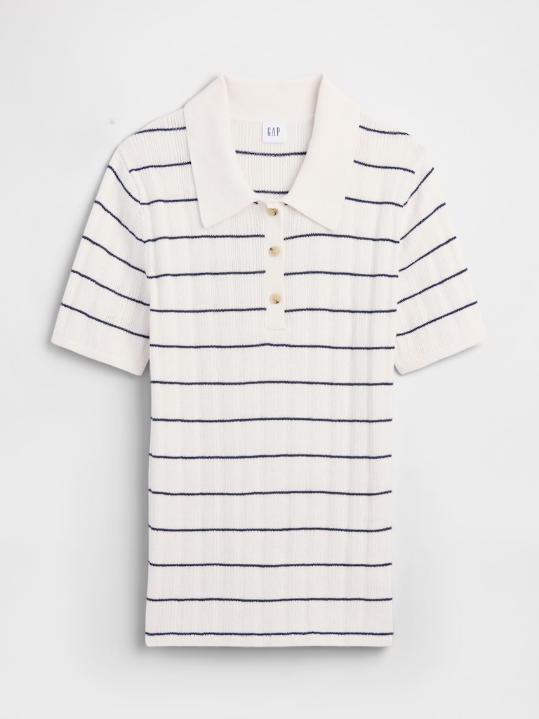 Ribbed Sweater Polo Shirt
