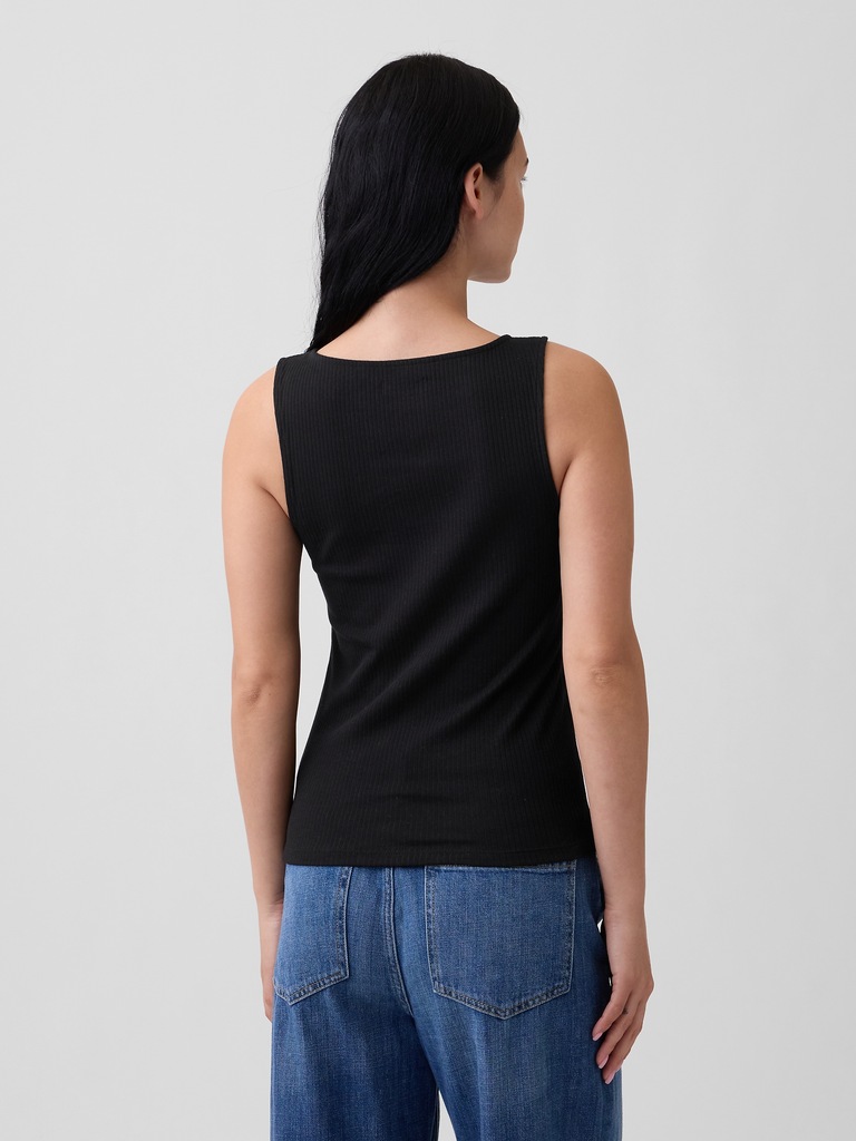 Ribbed Button-Up Top