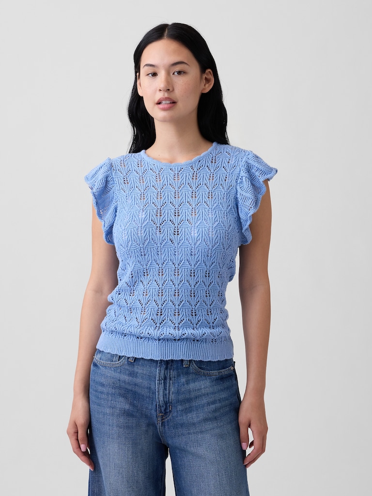 Crochet Flutter Sleeve Top