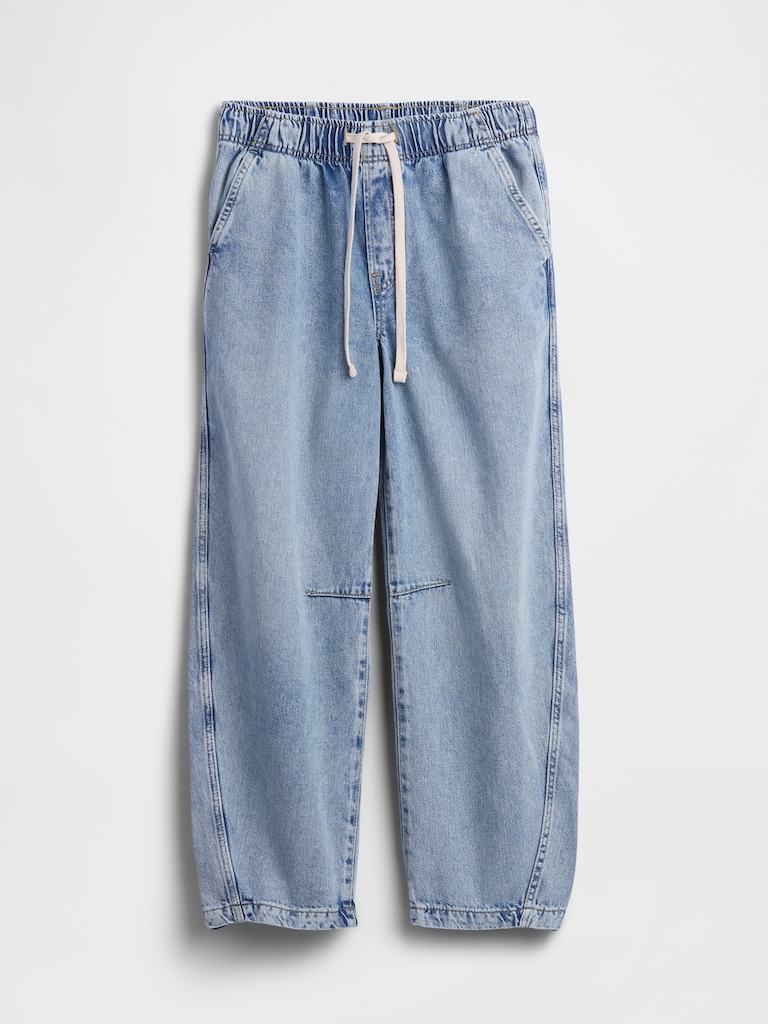 Mid Rise SuperSoft Pull-On Barrel Jeans