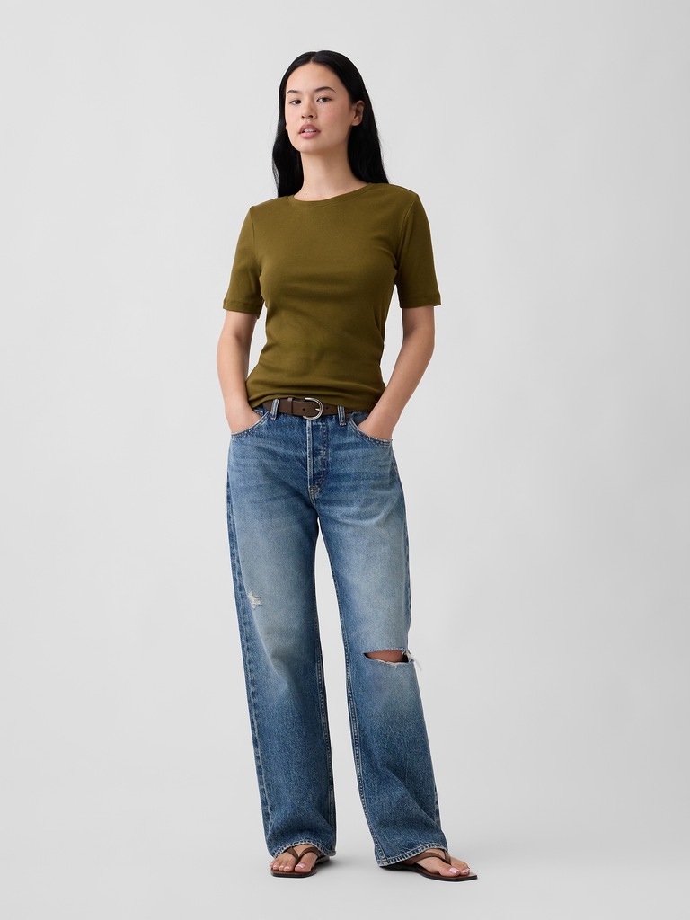 Modern Ribbed Crewneck T-Shirt