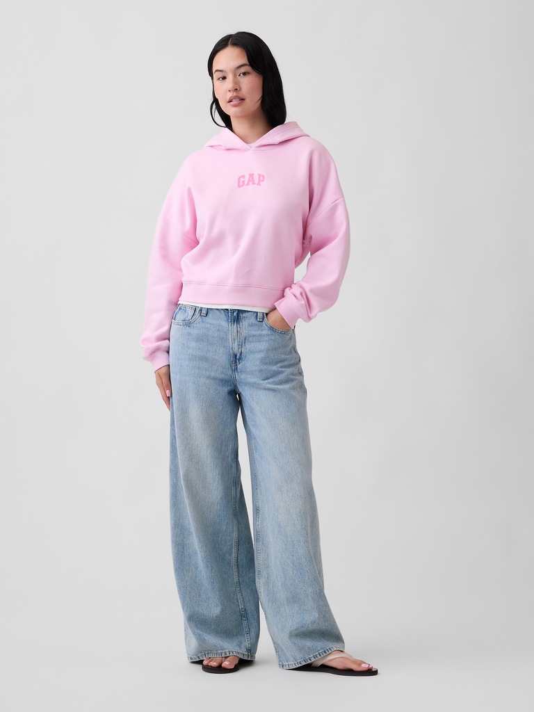 Relaxed Gap Mini-Logo Cropped Hoodie