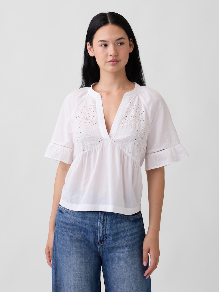 Relaxed Eyelet Top