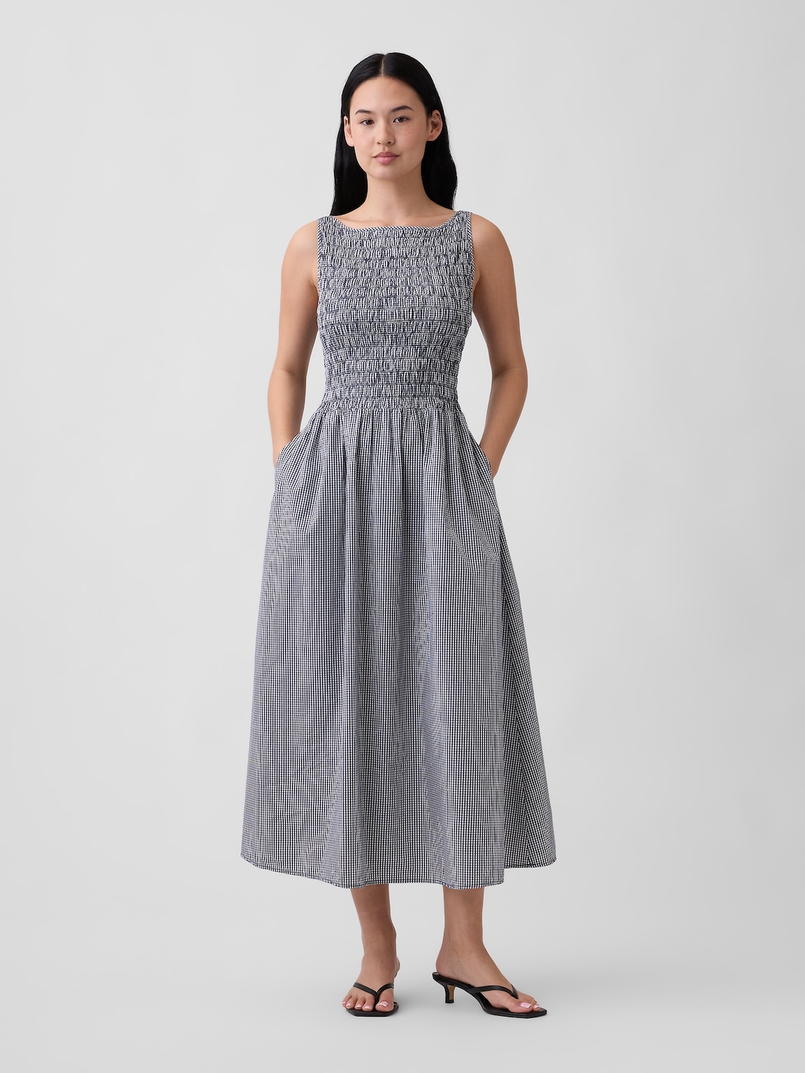 Smocked Boatneck Maxi Dress
