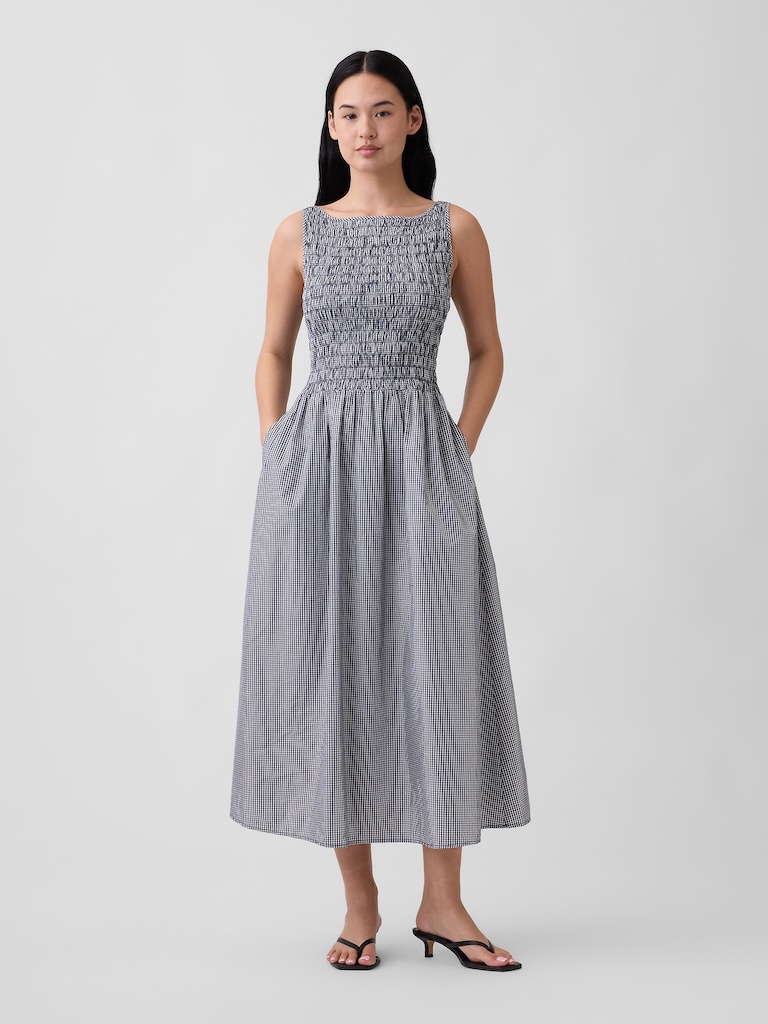 Smocked Boatneck Maxi Dress