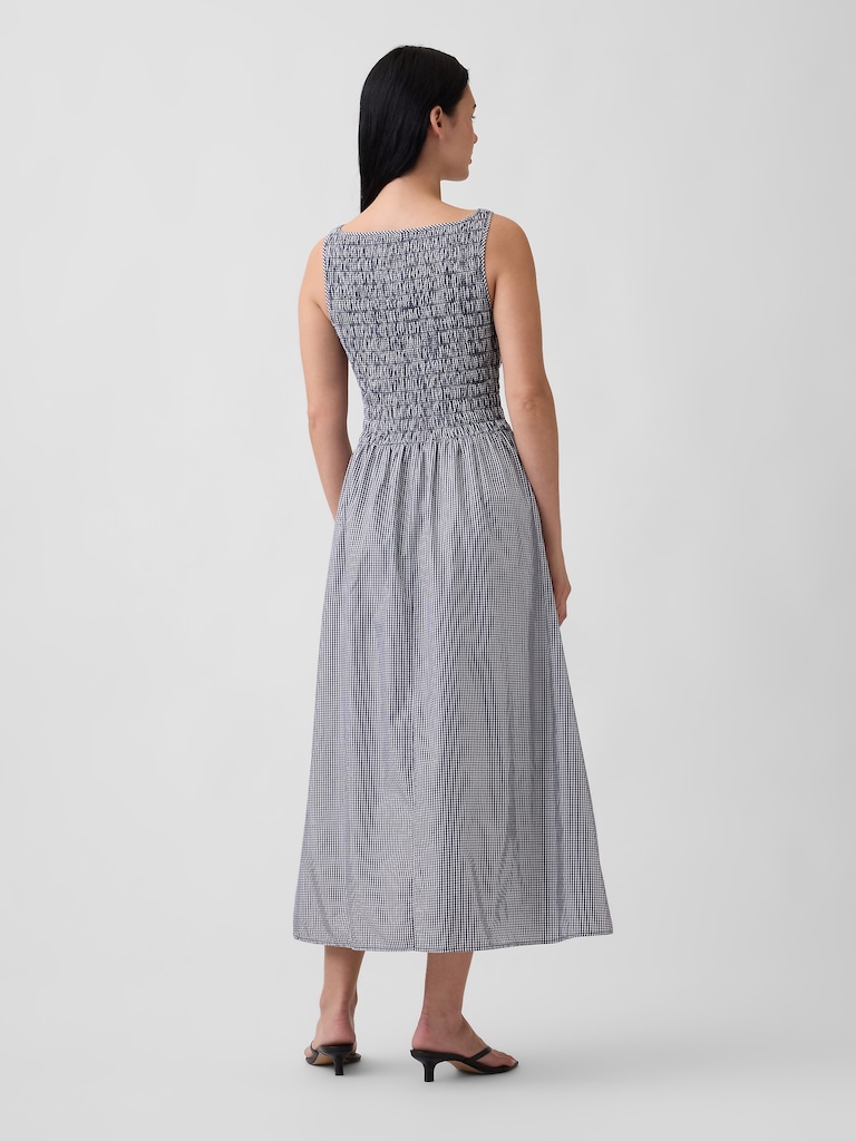 Smocked Boatneck Maxi Dress