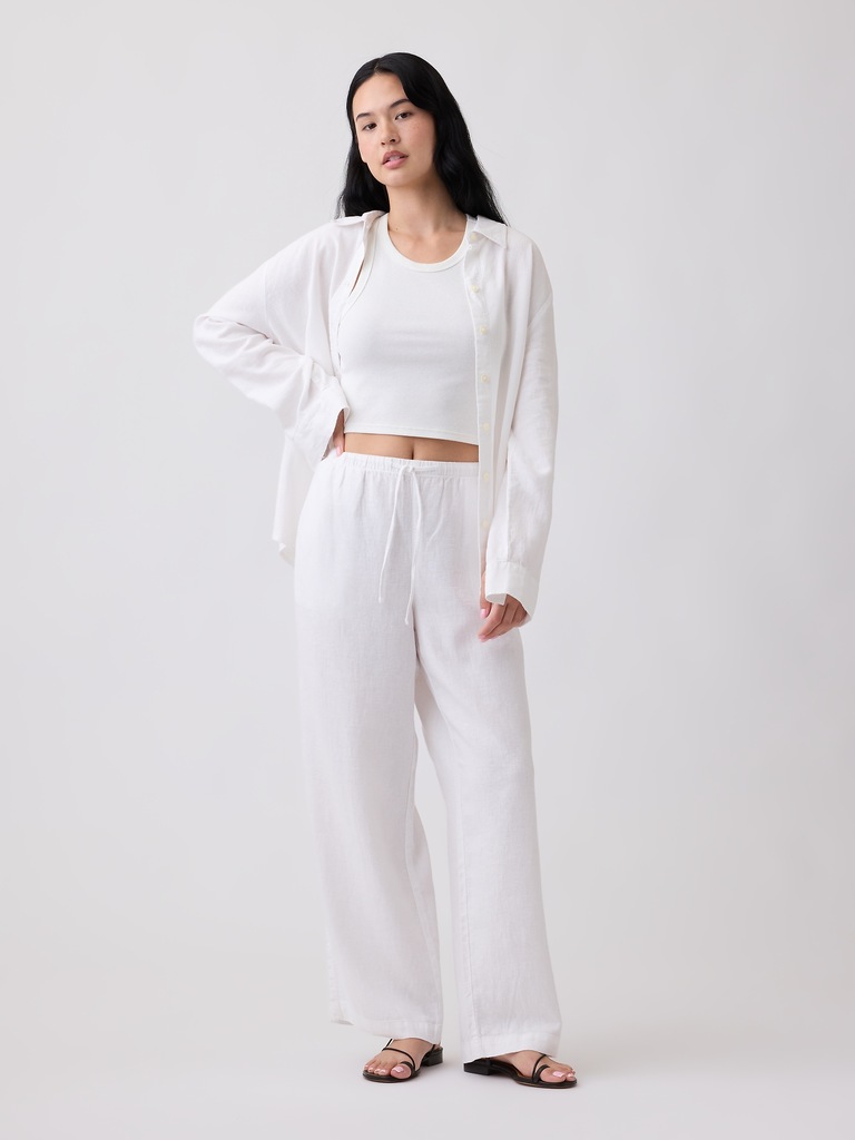Relaxed Linen-Blend Wide-Leg Pants
