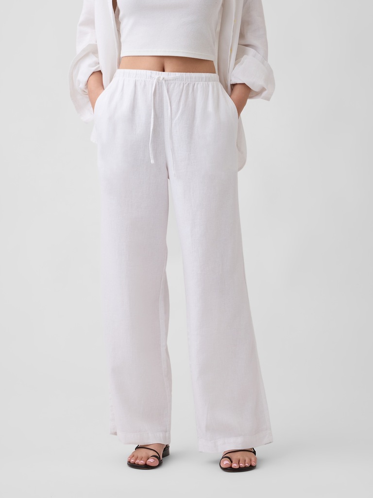 Relaxed Linen-Blend Wide-Leg Pants
