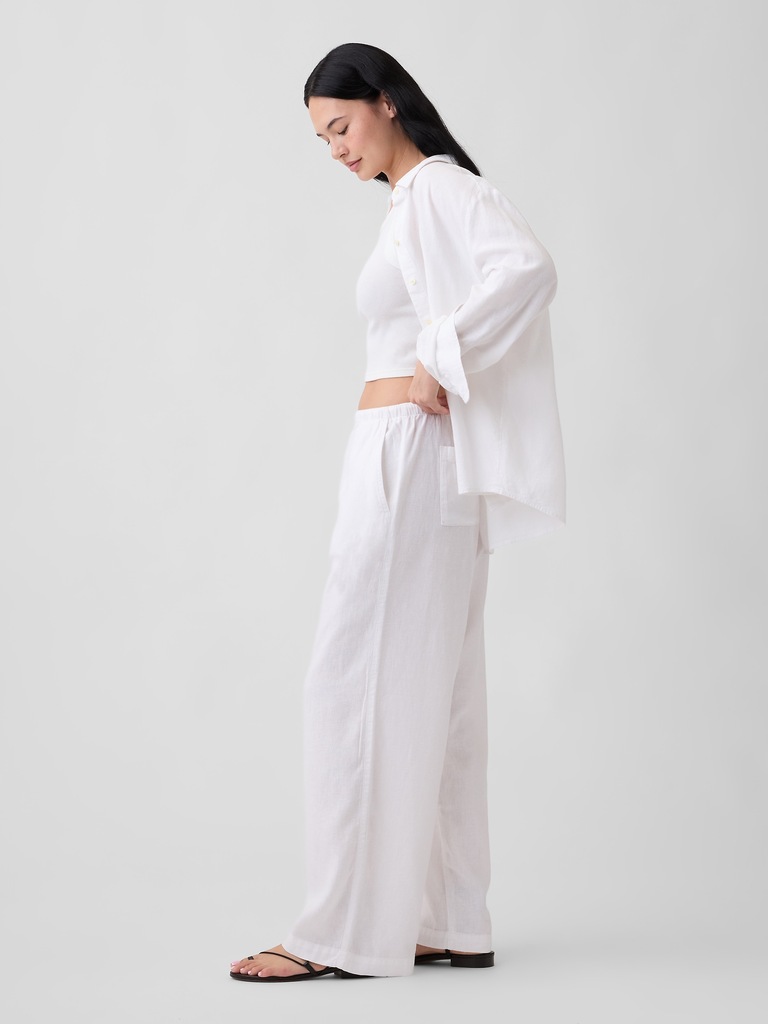 Relaxed Linen-Blend Wide-Leg Pants