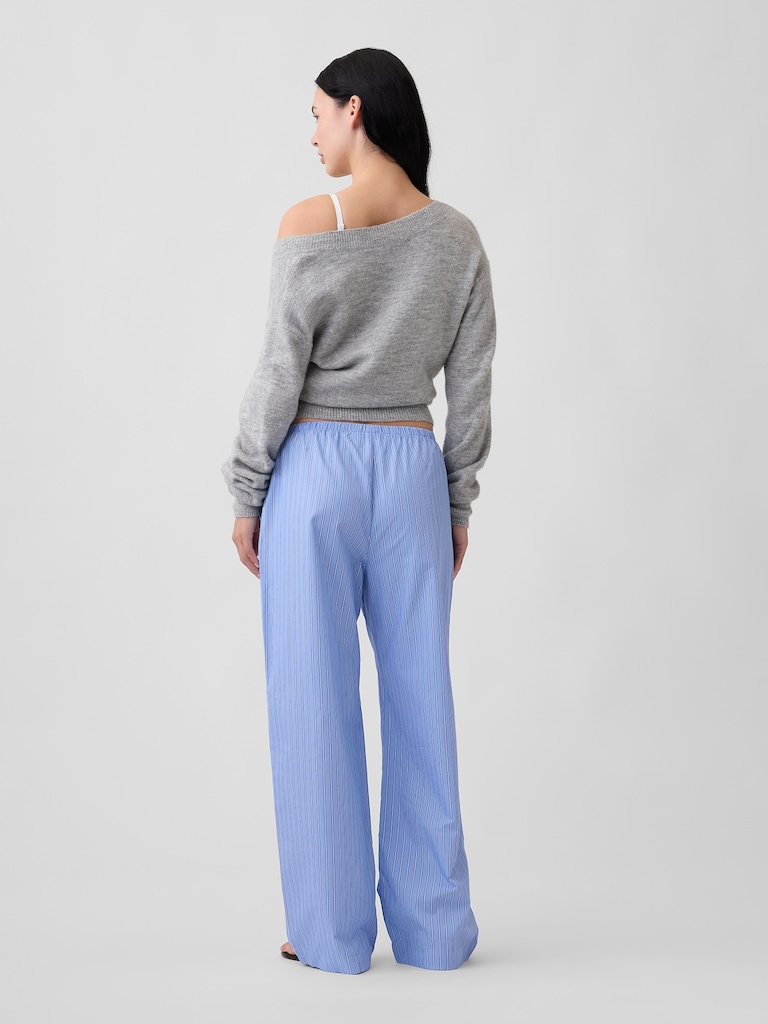 Mid Rise Pull-On Stripe Poplin Pants