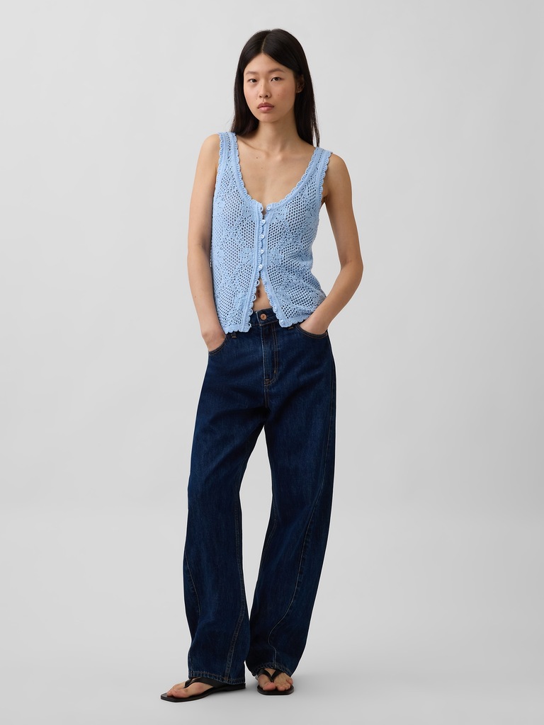 100% Cotton Pointelle Sweater Tank