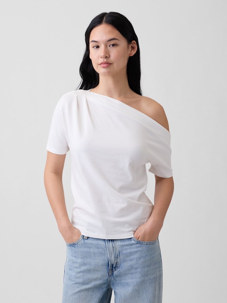 Stretch Jersey One-Shoulder Top