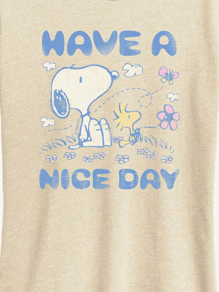 Peanuts Snoopy And Woodstock Have A Nice Day Short Sleeve Graphic T-Shirt