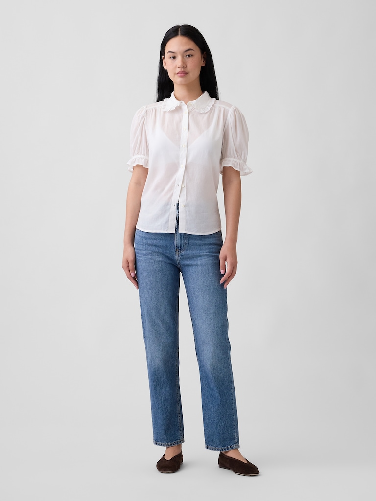 Relaxed Voile Puff Sleeve Top