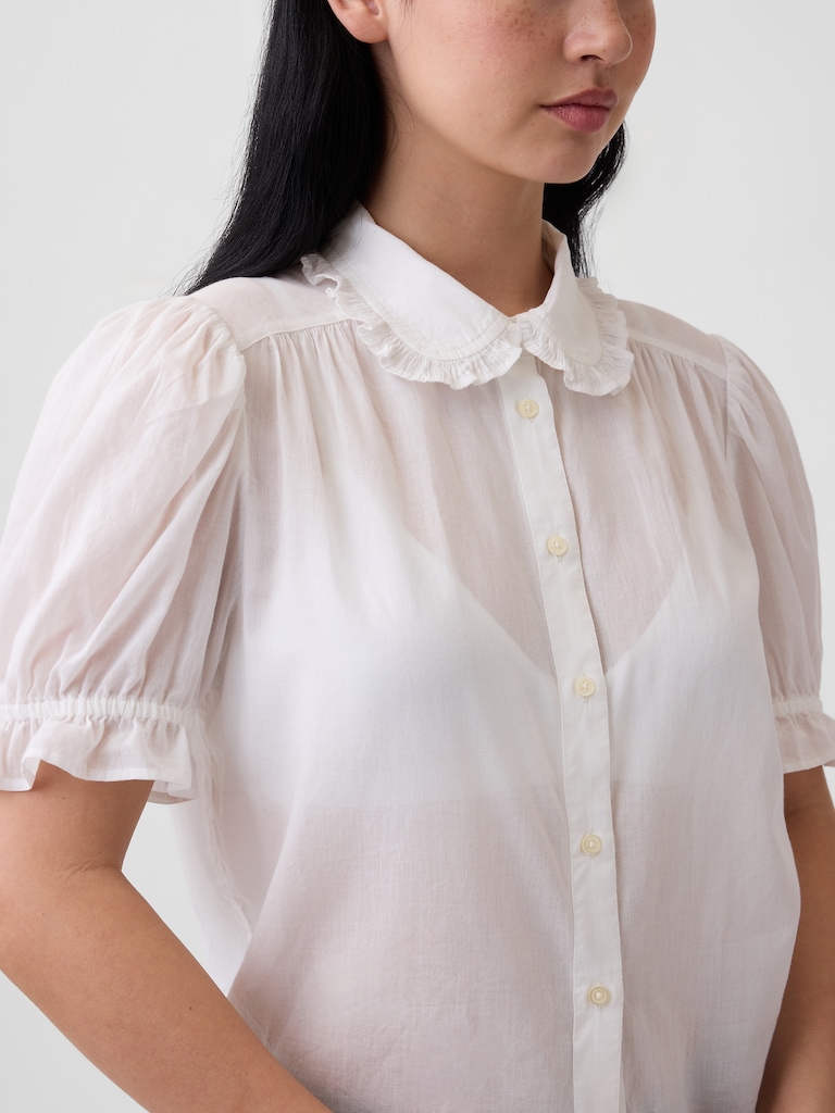 Relaxed Voile Puff Sleeve Top