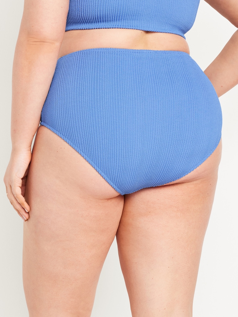 High-Waisted Ribbed Bikini Swim Bottoms