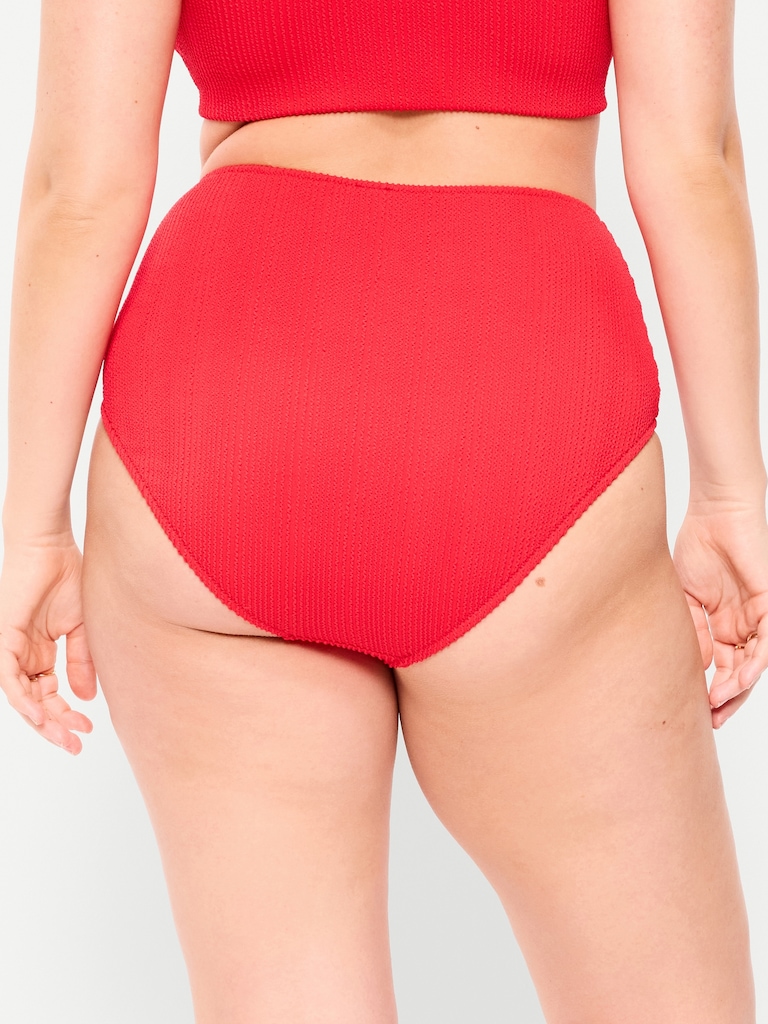 High-Waisted Ribbed Bikini Swim Bottoms