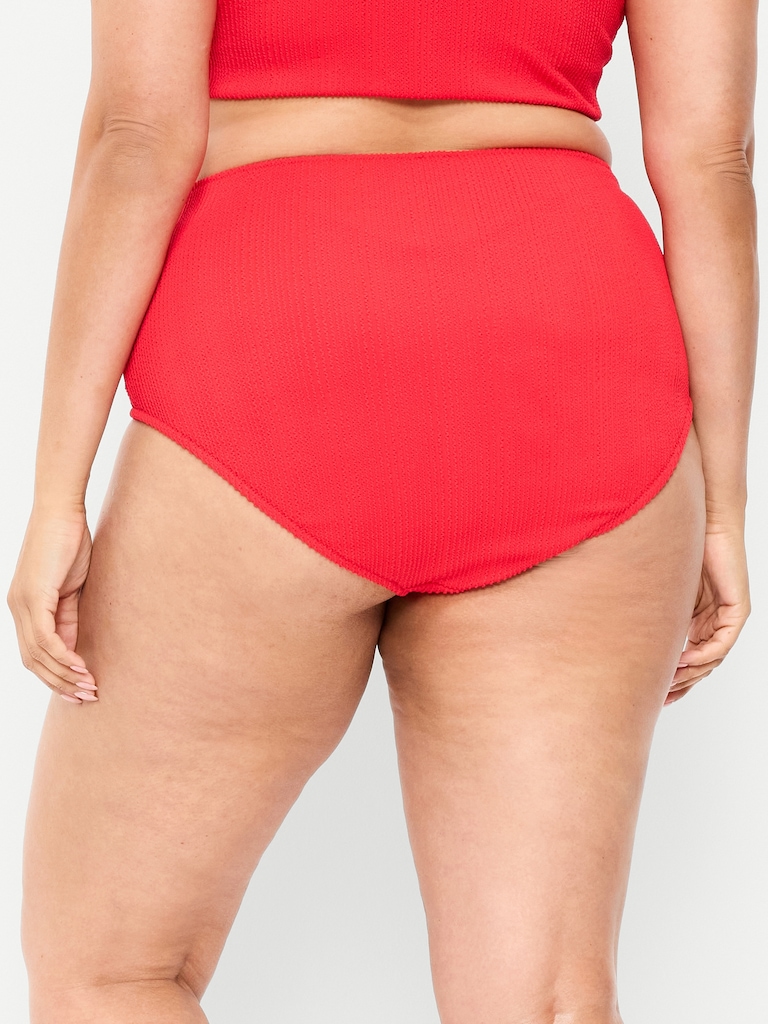 High-Waisted Ribbed Bikini Swim Bottoms