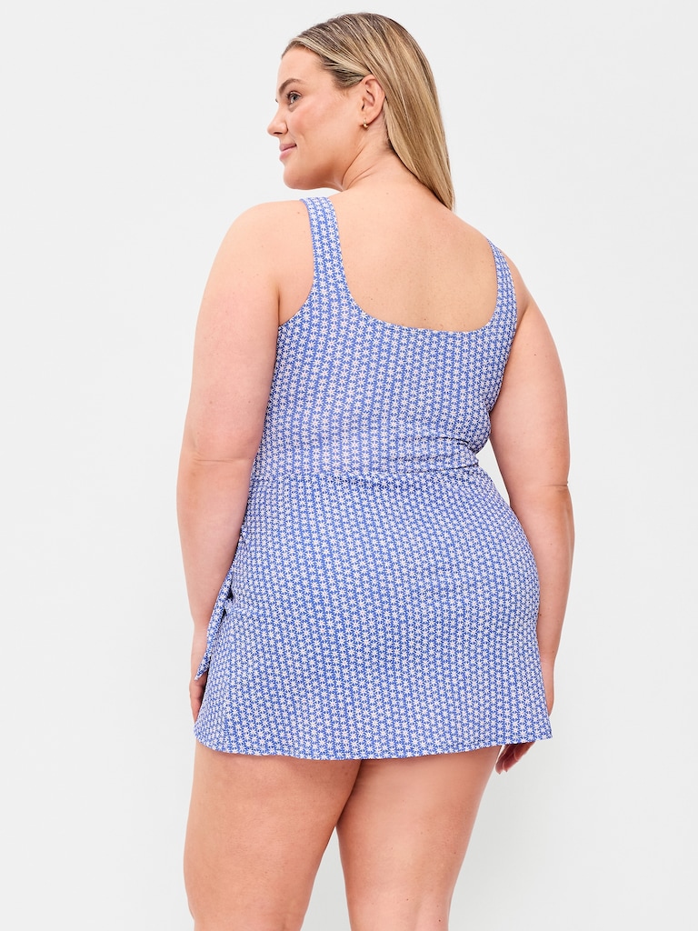 Pique Side-Tie Swim Dress