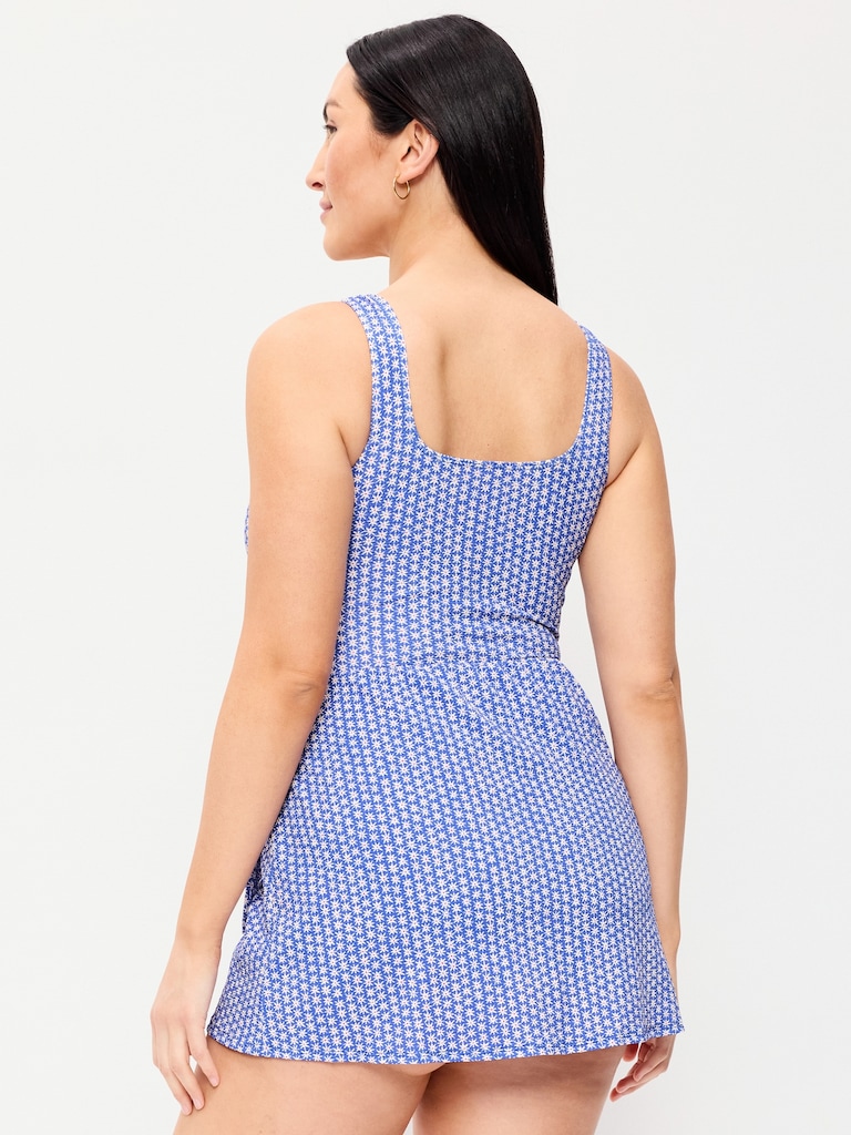 Pique Side-Tie Swim Dress